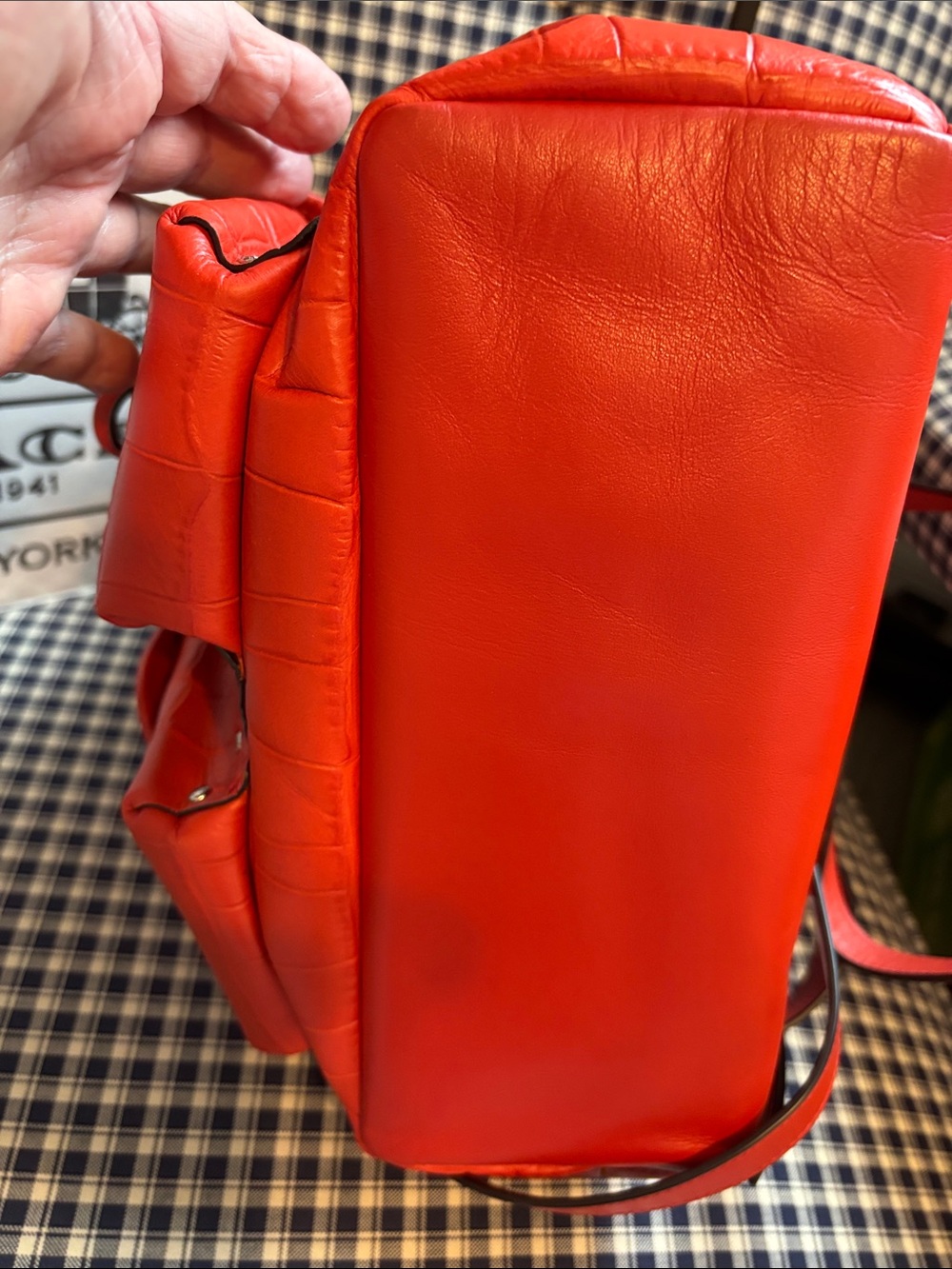 Coach Red Leather turnlock rucksack with Front Pockets - Picture 6 of 10